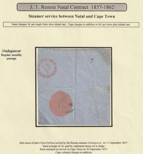 Natal 1857 Enbossed 3d rose cut to shape on part cover with RPS certificate