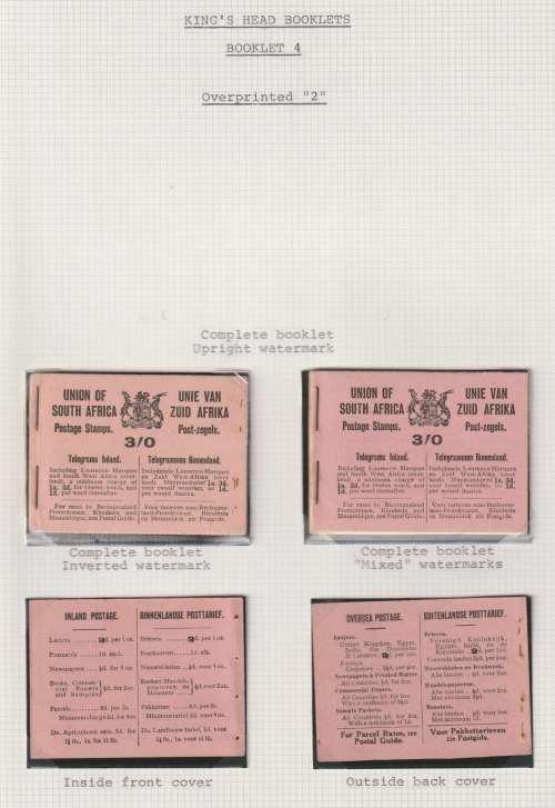 South Africa 1921 KGV Booklet 3s x2 complete different plus set of covers very fine