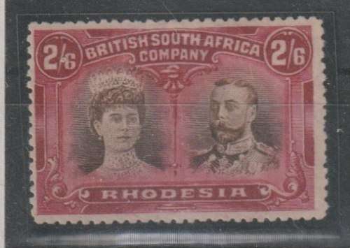 Rhodesia BSAC 1910 KGV Double Head perf 14 2s6d sepia and crimson lovely deep colours fine mint