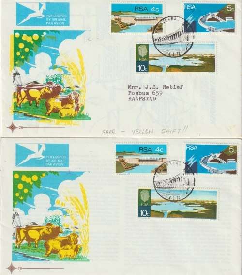 South Africa 1972 Verwoerd Dam FDC no 20 with yellow colour shift very fine