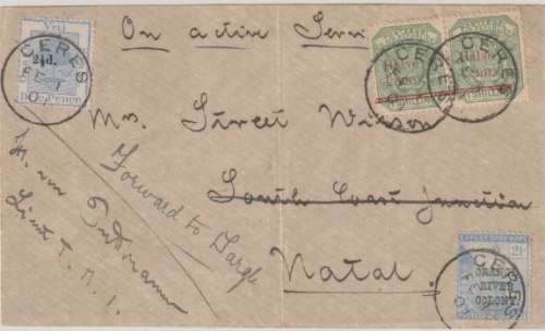 Anglo Boer War 1901 Cape Ceres OAS cover mixed fanking to Dargle Natal