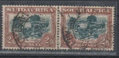 South Africa 1930 Roto Unhyphenated 2s6d green and brown inverted watermark fine used