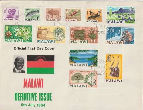 Malawi 1964 Defintive set of 13 on first day cover fine