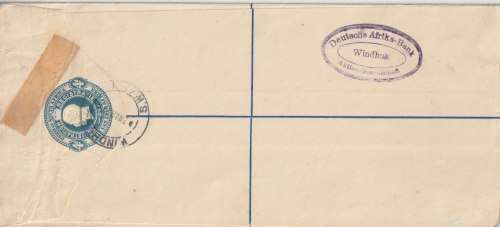 South West Africa 1920 SA KGV 2d and 3d on registered Windhuk cover to Luderitzbucht