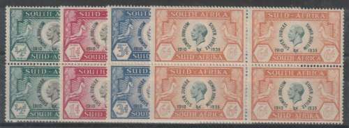 South Africa 1935 KGV Silver Juiblee blocks 4 with cleft skull very fine unmounted mint