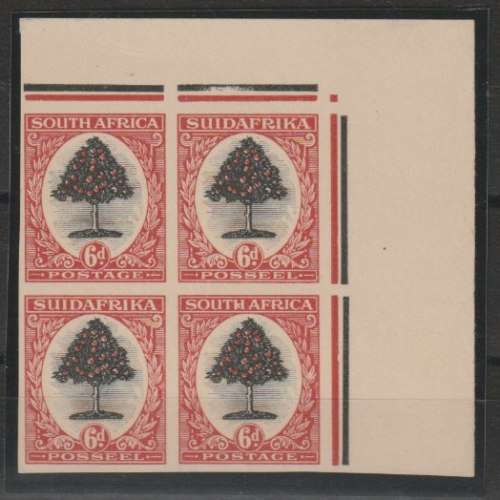 South Africa 1926 6d Colour Trial Proof block of 4 very fine