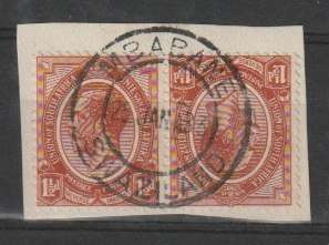 Swaziland 1933 SA KGV 1 1/2d tete-beche pair used on piece with Mbabane cancel very fine