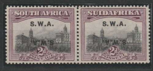 South West Africa 1927 London 2d perf 14 x 13 1/2 up double overprint one inverted very fine mint