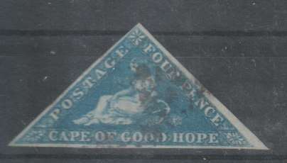 Cape of Good Hope 1855 4d blue with clear margins very fine used