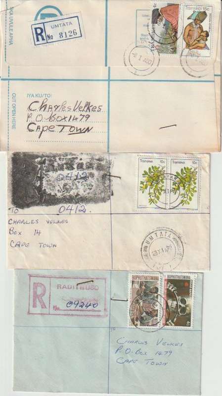 South Africa Homelands Transkei Bophuthatswana Venda genuine comercial covers fine and very scarce