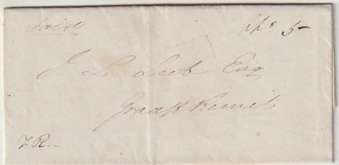 Cape of Good Hope 1838 Colesberg prestamp local entire to Graaf Reinett at prepaid 5d  rate