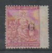 Griqualand West 1877/78 1d carmine-red optd Type 9 right winged margin very fine mint