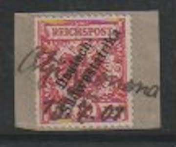 South West Africa 1901 Otjihavera manuscript 13.7.01 on 10Pfg on piece, rare