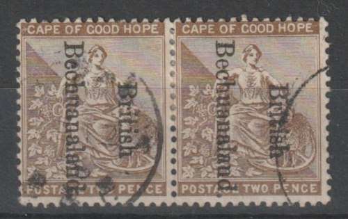 Bechuanaland 1893 COGH 2d overprint reading downwards pair with U for 2nd N very fine used