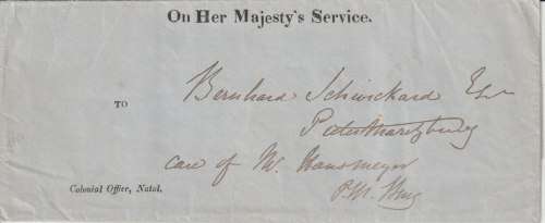 Natal 1862 QV 3d on part historical wrapper Durban with crowned circle canceller to Pmburg