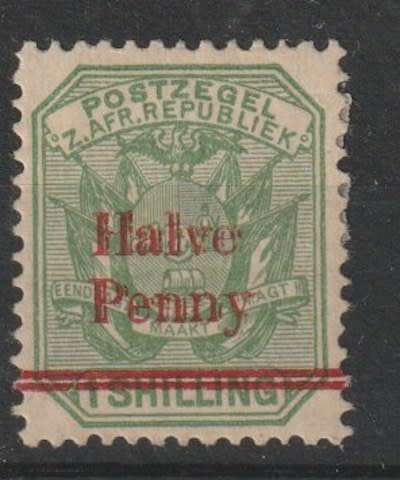 Transvaal 1894 Halve Penny on 1s double overprint  fine mint