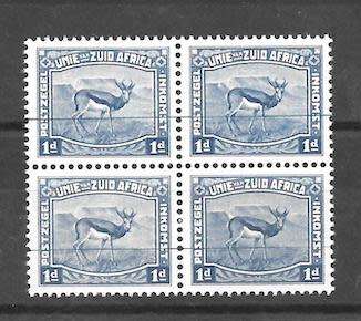 South Africa 1923 Harrison Essay 1d blue proof essay block of 4 defaced with blue line very fine