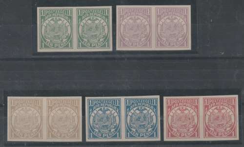 Transvaal 1885 Vurtheim 1d imperforate colour trial pairs x5 different very fine