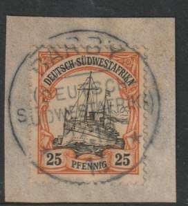 South West Africa Postmarks 1913 Barby on 25Pfg very fine and very very rare