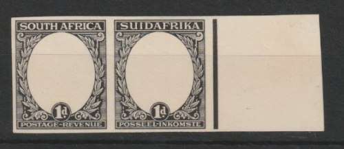 South Africa 1926 1d Frame Plate Proof right marginal pair very fine