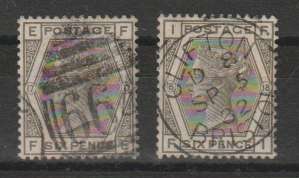 Great Britain 1880/83 6d grey plates 17 & 18 fine used