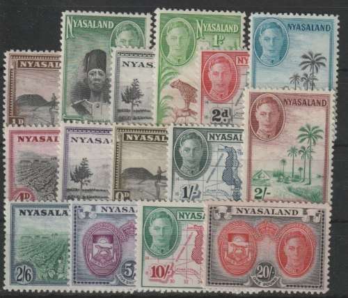 Nyasaland 1945 KGVI set of 15 very fine unmounted mint