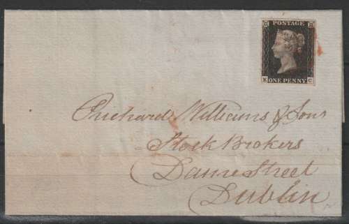 Great Britain 1840 QV 1d black plate 3 KC double letter on wrapper very fine used