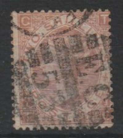Great Britain 1867 QV 2s brown TG very fine used with clear EC 53 duplex London cancel