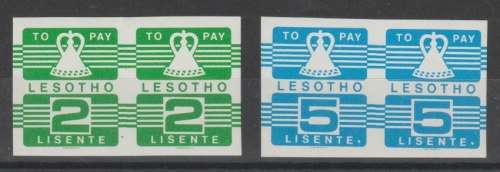 Lesotho 1986 Postage Dues 2s & 5s  imperforate pairs