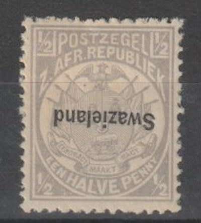 Swaziland 1889-1890 Transvaal overprinted 1/2d ovptd black inverted very fine mint