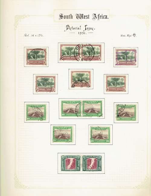 South West Africa 1931 Pictorial used collection to 20s in pairs, blocks etc