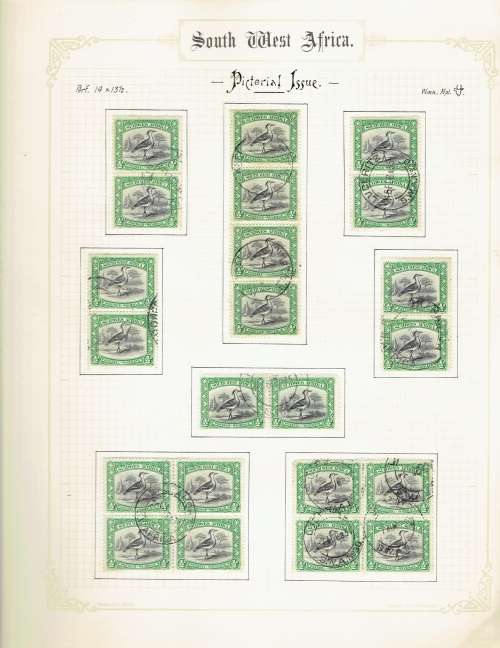 South West Africa 1931 Pictorial used collection to 20s in pairs, blocks etc