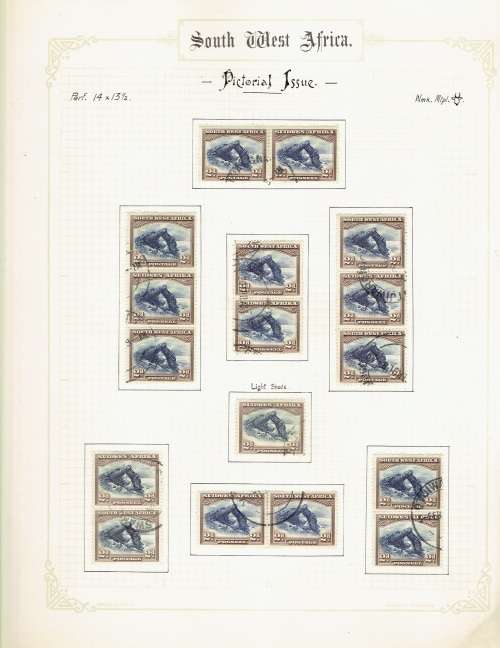 South West Africa 1931 Pictorial used collection to 20s in pairs, blocks etc