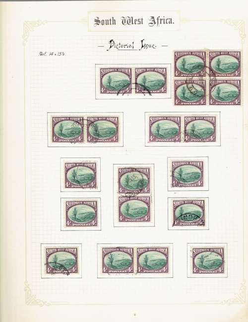 South West Africa 1931 Pictorial used collection to 20s in pairs, blocks etc