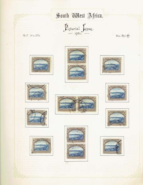 South West Africa 1931 Pictorial used collection to 20s in pairs, blocks etc