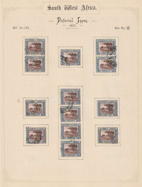 South West Africa 1931 Pictorial used collection to 20s in pairs, blocks etc
