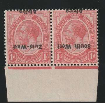 South West Africa 1923 KGV 1d with inverted overprint  variety superb unmounted mint