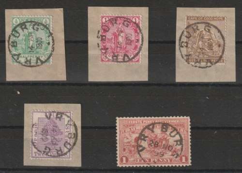 Cape of Good Hope Vryburg 1899/1900 Boer Ocupation stamps used in Vryburg lot