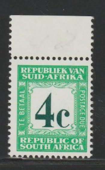 South Africa Postage Due 1969 4c Wmk RSA Afrikaans top very fine unmounted mint
