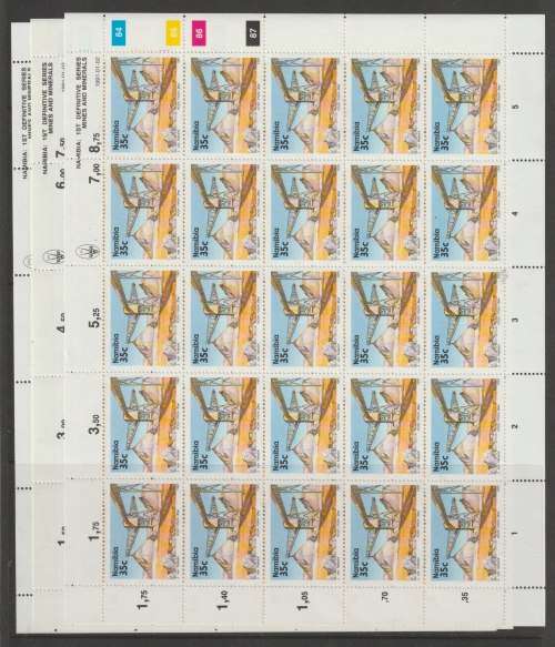 Namibia 1991 Mines & Minerals Defintive set of 15 Full Sheets unmounted mint