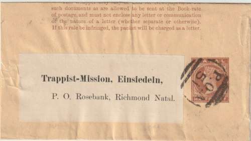 Natal 1890 QV 1/2d postal stationary wrapper with POA 51 cancel very fine