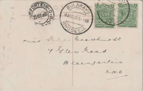 Rhodesia BSAC 1906 Matabeli Women picture postcard used Bulawayo  very fine