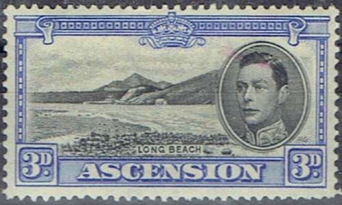 Ascension Islands 1938 KGVI 3d black & ultramarine fine mint