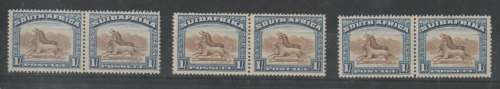 South Africa 1927 London 1s all 3 printings  fine mint