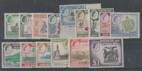 Rhodesia and Nyasaland 1959 QEII set of 15 very fine mint some unmounted
