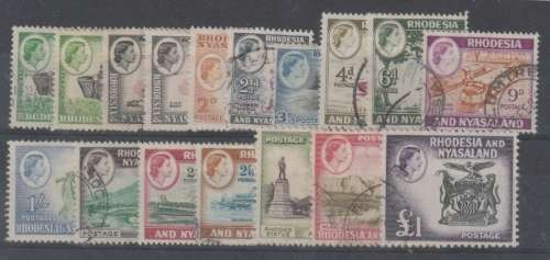 Rhodesia and Nyasaland 1959 QEII set of 15 very fine used