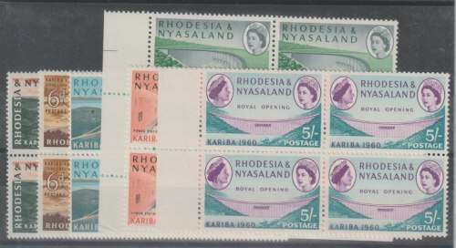 Rhodesia and Nyasaland 1960 Kariba set of 6 in blocks of 4 very fine unmounted mint