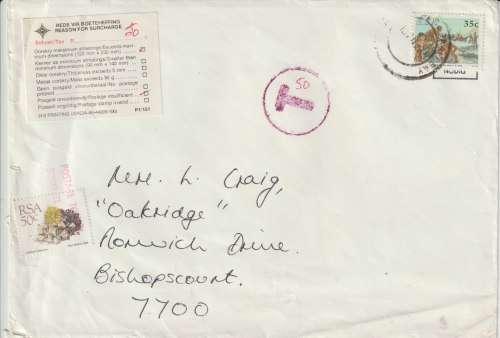 South Africa 1992 Succulent stamps used on 2 covers as postage dues