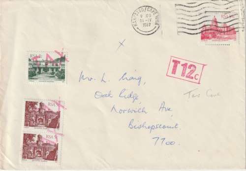 South Africa 1983/87 Building Definitive stamps used on 2 covers as postage dues