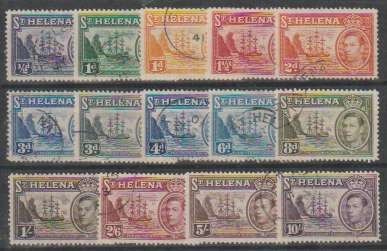 ST Helena 1938 KVI set of 14 value very fine used